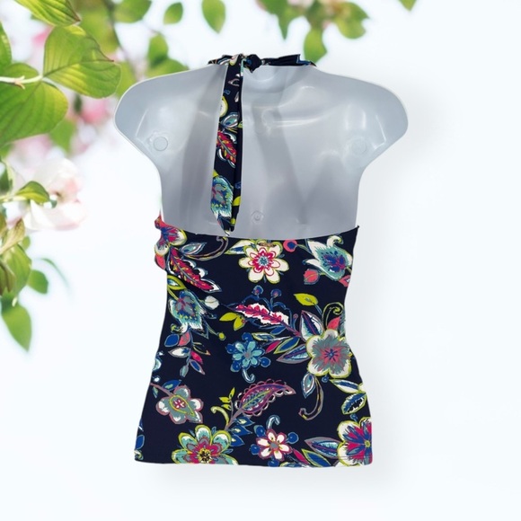 ANNE Cole Shirred Halter Tankini TOP Size Small - Picture 4 of 8